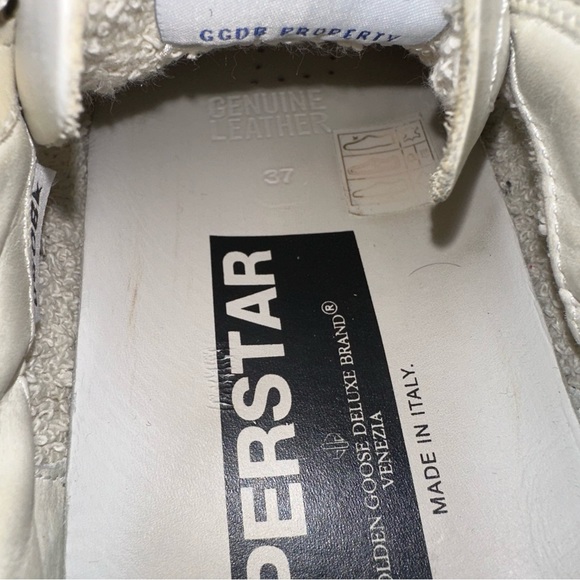Golden Goose Super Star White Leather Red Suede Star and Silver Heel size 37 - Picture 9 of 10